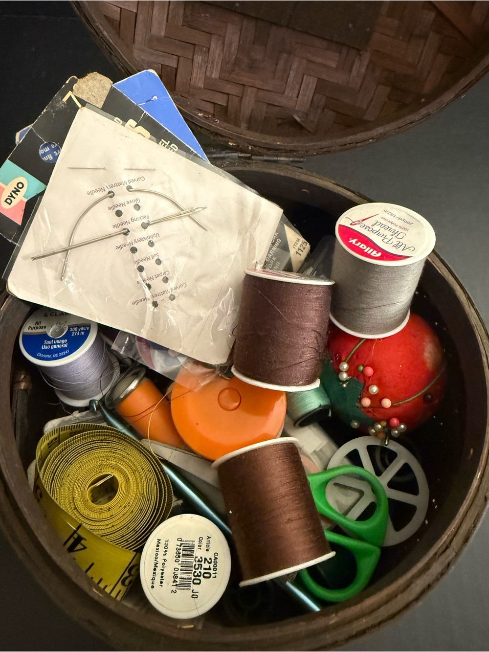 Vintage Woven Sewing Basket